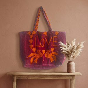 Chaquetas Sujani Hechas a Mano, Bolso Tote de Terciopelo Bohemio, Forro de Algodón Ecológico, Bordado Personalizable, Portátil para Compras - Product Image 3