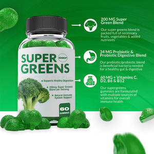 Greens <span class=keywords><strong>extract</strong></span> Blend Gummies - 30-in-1: Nạp với vitamin C, D2, B6, B12, probiotic, Prebiotics - Product Image 4
