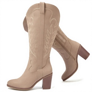 Plaid Western New Fashion Side Zipper Fall Spring Kitten Heels Women <b>Knee</b>-<b>High</b> EVA Insole Boots for Sexy Ladies - Product Image 2