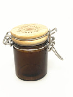 Couvercle de pot en verre pour bouteilles de stockage de poudre de bougie de crème de miel et bocaux en ambre avec bois certifié usine en gros petit 50 ML SZ