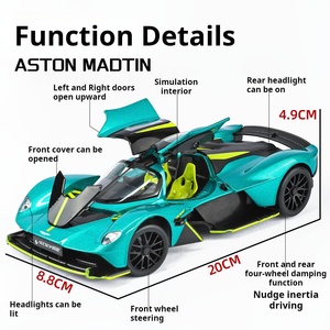 Modèle de voiture de sport <span class=keywords><strong>Aston</strong></span> <span class=keywords><strong>Martin</strong></span> Valkyrie en alliage moulé sous pression, jouet pour enfants, cadeau, effets lumineux et sonores, proportion 1:23, pile bouton - Product Image 3