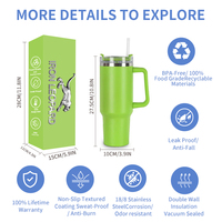 Vasos Térmicos Personalizados de 40oz con Popote para Sublimación y Asa, Taza de Viaje de Acero Inoxidable al Vacío con Logotipo Grabado con Láser