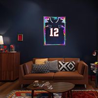 Support mural protégé contre les UV Jersey Shadow Box Colorful LED Light Photo Frame Display Case