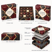 Boîte cadeau chocolat Saint-Valentin personnalisée avec logo d'appréciation client, couvercle et base en papier couché imprimé CMYK