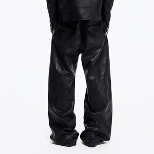 Pantaloni Casual in <span class=keywords><strong>Ecopelle</strong></span> da <span class=keywords><strong>Uomo</strong></span> Personalizzati, Gamba Dritta con Pieghe - Product Image 4