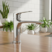 Robinet de lavabo de toilette, trou unique, chrome, cuivre, moderne, montage sur pont, 1 poignée, robinet pour salon