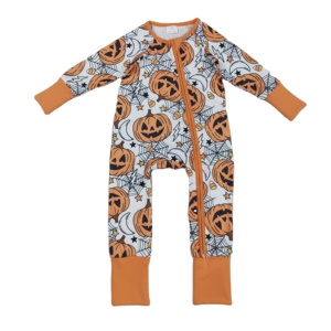 RTS ชุดจั๊มสูทแขนยาวลายฟักทองฮาโลวีนสำหรับเด็กทารกเสื้อผ้าเด็กผู้ชาย - Product Image 1