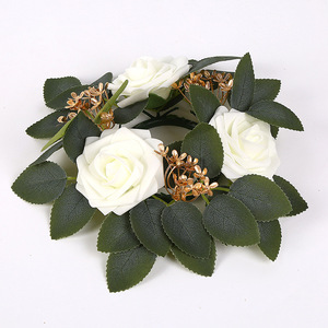 Guirnalda de Rosas Artificiales para Mesa, Decoración Circular para Fiesta de Halloween, Diámetro de 27 cm, Tela, Plástico y Espuma - Product Image 4