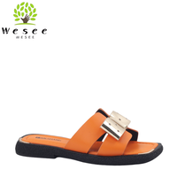 H Orange été nouvelles sandales pour femmes pantoufles classiques à un mot dernière conception pantoufles d'extérieur