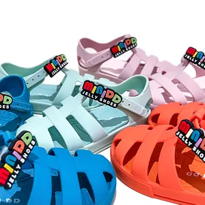 Sandal plastik ujung tertutup warna Matte untuk anak laki-laki & perempuan musim panas model nelayan sepatu Gladiator