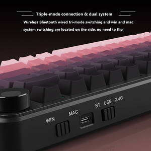AJAZZ AK820 MAX PLUS (interruptor Flying Fish) Teclado para juegos Rosa degradado con impresión lateral de fábrica (con cable/Bluetooth/2,4G) - Product Image 5
