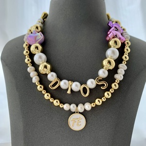 BD-L3617 אמייל יפהפה שרשראות שרשראות אלוקים דתיים שרשרת פנינים של מים מתוקים - Product Image 4