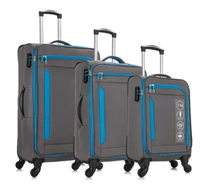 Venta caliente 3 pieza de Nylon impermeable de equipaje suave de tela de poliéster con cremallera de viaje maleta de equipaje, hecho en China