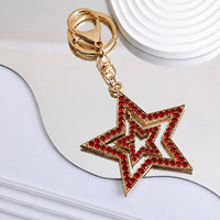 Porte-clés étoile à cinq branches ajourée entièrement pavée en alliage de zinc, breloque de sac en strass de luxe léger – Cadeau créatif polyvalent