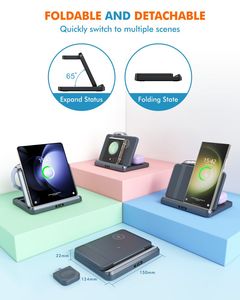 <span class=keywords><strong>Cargador</strong></span> Inalámbrico Rápido 3 en 1 Plegable a 165 Grados con QC3.0 <span class=keywords><strong>para</strong></span> <span class=keywords><strong>Samsung</strong></span> Z Fold Z Flip, Compatible con Relojes, Teléfonos, Smart PCs y Fuente de Alimentación - Product Image 3