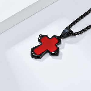 yunnique cross-border best-selling fashionable and simple dripping cross <b>titanium</b> steel necklace, hip-hop punk rock - Product Image 4