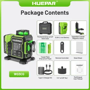 <span class=keywords><strong>Huepar</strong></span> Nuevo Modelo 2025 W03CG Nivel Láser de 12 Líneas 3D 3x360 Autonivelante con Pantalla LCD, Herramienta de Gran Venta - Product Image 2