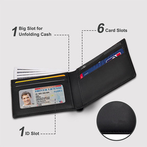 Men's <b>Wallets</b> Large Capacity Card <b>Holder</b> RFID Anti Theft Top Grain Cowhide Business Commuting Solid Color Black - Product Image 2