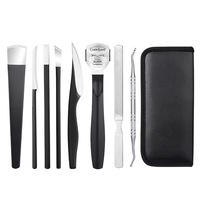 En stock, ensemble d'outils de pédicure professionnels en acier tungstène, coupe-ongles, ciseaux de manucure, dissolvant de cuticules, emballage en sac zippé