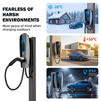 Pengisi Daya Dinding EV Smart 11KW 16A Tipe2 DLB Dynamic Load Balancing Layar Sentuh 7 Inci Kartu Gesek Kabel 5m Tahan Air IP65