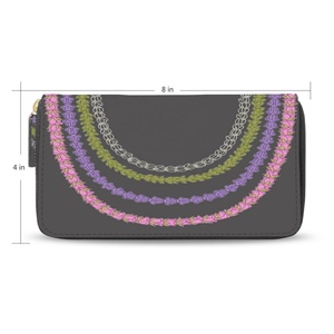 Cartera larga de cuero PU para mujer con diseño de lei arcoíris hawaiano, tarjetero con cremallera, billetera de cuero RFID para mujer - Product Image 2