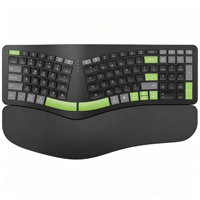 Clavier sans fil silencieux ergonomique à double mode avec 102 touches, 2,4 GHz, rechargeable par Type-C, avec repose-poignets, résistant aux taches