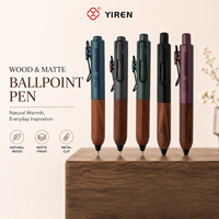 Stylo bille rétractable YIREN en bois naturel mat, format de poche, couleurs vintage variées, idéal pour le bureau et l'école