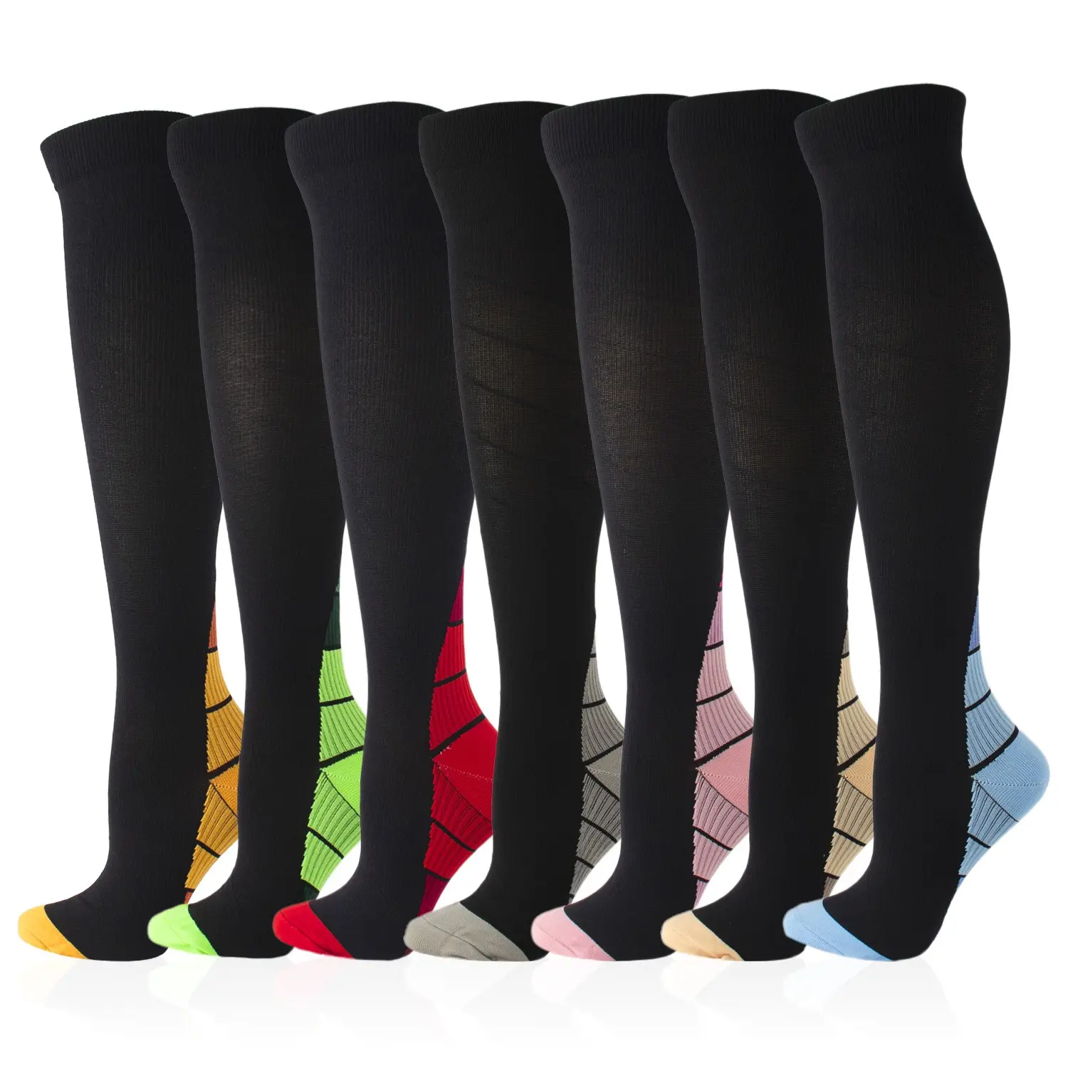 Calcetines de mujer de compresión de moda de alta calidad, calcetines deportivos para correr para mujer, calcetines personalizados hasta la rodilla para montar a caballo