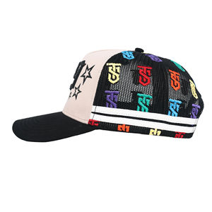 Casquette de camionneur rayée Tcap China avec broderie personnalisée et strass noirs - Product Image 4