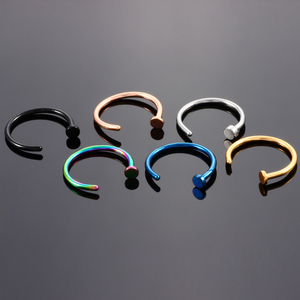 Chirurgischer Stahl C-förmiger Clip Ring Flaches Ende Nasen bügel ring Gefälschte Nase Piercing Lippen schlaufe Labret Piercing Schmuck Modeschmuck - Product Image 5