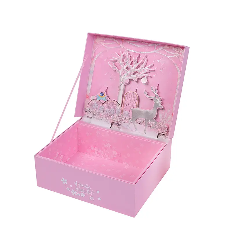 Stock Pink Blue Unicorn 3d Rectangle Starry Sky Gift Box Exquisite Gift Packaging Box For Girls Large Clamshell Gift Paper Box
