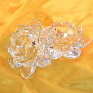120mm Cheap Crystal <strong>Lotus</strong> <strong>Candle</strong> <strong>Holder</strong> , Glass Flower <strong>Candle</strong> Stand <strong>Candle</strong> Stick - Product Image 3