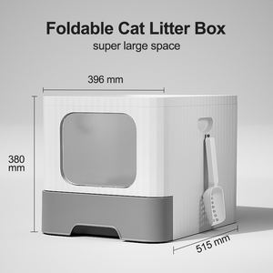 Bac à litière pliable pour chat avec couvercle entièrement fermé, résistant aux éclaboussures et aux fuites, bord élevé et inodore, facile à installer et à nettoyer - Product Image 3