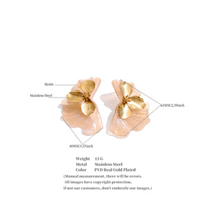 <span class=keywords><strong>Orecchini</strong></span> JINYOU 6017 <span class=keywords><strong>in</strong></span> Acciaio Inossidabile con Dettagli <span class=keywords><strong>in</strong></span> Metallo e Resina a Forma di Petalo Irregolare - Product Image 6