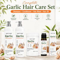 Kit de Soins Capillaires Naturels à l'Ail 900ml pour Cheveux Afro 4C : Shampoing, Après-Shampoing, Masque et Huile Hydratants Profonds pour Fortifier