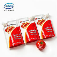 Pochettes souples personnalisées imprimées, qualité alimentaire, anti-humidité, avec bec verseur, 200ml 300ml, pour pâte de tomate, ketchup, miel, confiture, moutarde, bière et jus