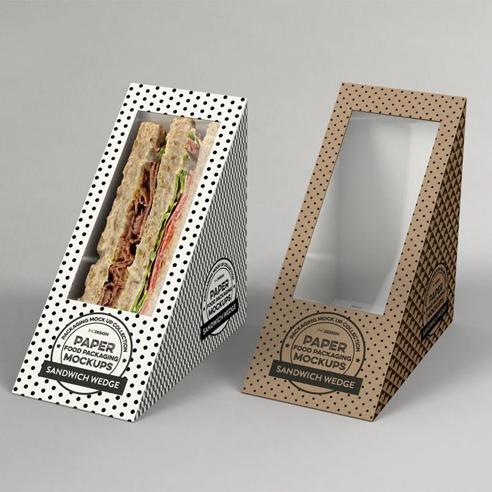 Op Maat Gemaakte Transparante Sandwich Doos Biologisch Afbreekbaar Ei Sandwich Doos Logo Ontwerp Plastic Driehoek Sandwich Doos