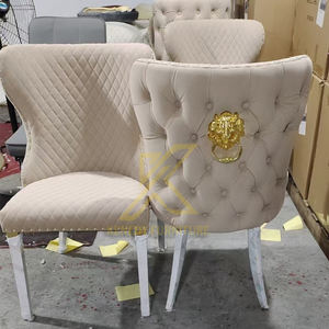 Home Furniture Factory Hot Sale in <strong>UK</strong> Dining Table Modern Beige <strong>Velvet</strong> Dining <strong>Chair</strong> - Product Image 2