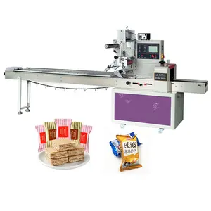 Máquina de embalaje Horizontal para galletas, pan, dulces, galletas, barra de Chocolate, almohada de envoltura de flujo