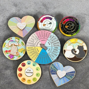 Plateau tournant coloré circulaire <span class=keywords><strong>Roulette</strong></span> émail dur broche dessin animé éléphant chat textes émotionnels broche Badges drôle je me sens Badge - Product Image 1