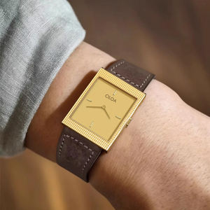 Reloj CILOA Cuadrado Dorado Personalizable para Hombre: Un Regalo de Lujo Ligero, Moderno, Elegante, Retro, Reloj de Cuarzo de Alta Calidad - Product Image 3