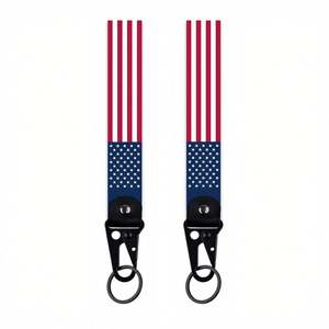 Llavero Personalizado con Bandera de Estados Unidos y México - Cinta de Poliéster de Alta Calidad y Colgante de Aleación para Llaves de Coche, Regalo al por Mayor para Actividades Deportivas - Product Image 2