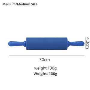 Rouleau à pâtisserie en silicone de qualité alimentaire avec manche en bois extra épais - Conception à double tête pour la pâtisserie, outil de cuisine commerciale - Product Image 6