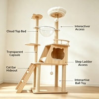 Structure d'escalade pour chat en bois massif de luxe avec lit en peluche douce, poteau en sisal et maison pour chat, pour chats de grande taille, vente en gros directe d'usine