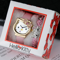 Montre Bracelet Enfant à Quartz Motif Chat de Dessin Animé Mignon, Ensemble Cadeau Montre Numérique à Aiguilles pour Filles et Femmes