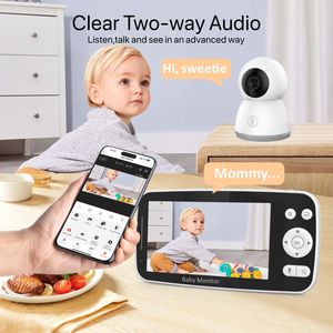 Màn hình LCD 5 inch, phát hiện khóc Tuya, camera không dây 1080P, đàm thoại hai chiều, nhạc ru, camera WiFi, máy theo dõi trẻ em với ứng dụng Tuya - Product Image 5