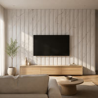Panneau mural WPC Blanc Marbre Craquelé Cannelé pour Revêtement Mural Salon Fond TV Interlock Résistant à l'Humidité Planches Faciles à Installer