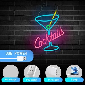 Cocktail neon <b>LED</b> dimmable USB powered ambient light shop window decoration light street indicator light luminous <b>letters</b> 5V - Product Image 2