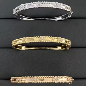 <span class=keywords><strong>Bracelet</strong></span> de luxe unisexe en argent S925 et plaqué or 18 carats avec zircon - Cadeau pour anniversaire de mariage ou fête - Demander le catalogue <span class=keywords><strong>Van</strong></span> <span class=keywords><strong>Cleef</strong></span> - Product Image 3