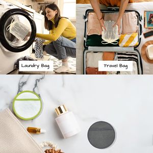 Tampons démaquillants réutilisables avec logo personnalisé, en coton de bambou, pour tous types de peau, avec sac à linge en coton, brosse de bain - Product Image 3